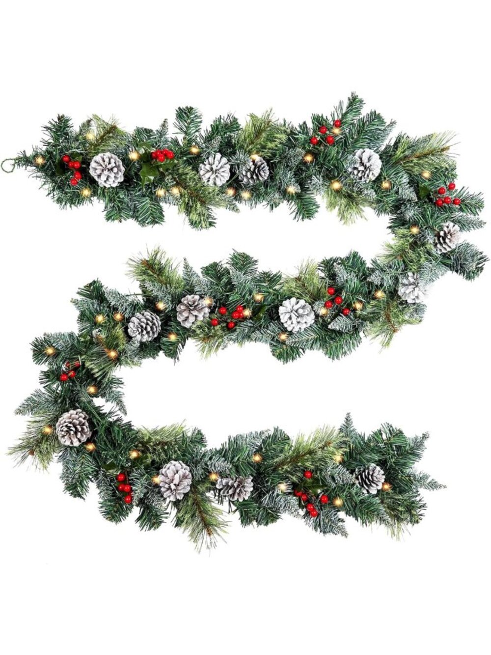 9ft Flocked Pre-Lit Christmas Garland with Warm Lights - Holiday Decor Accent